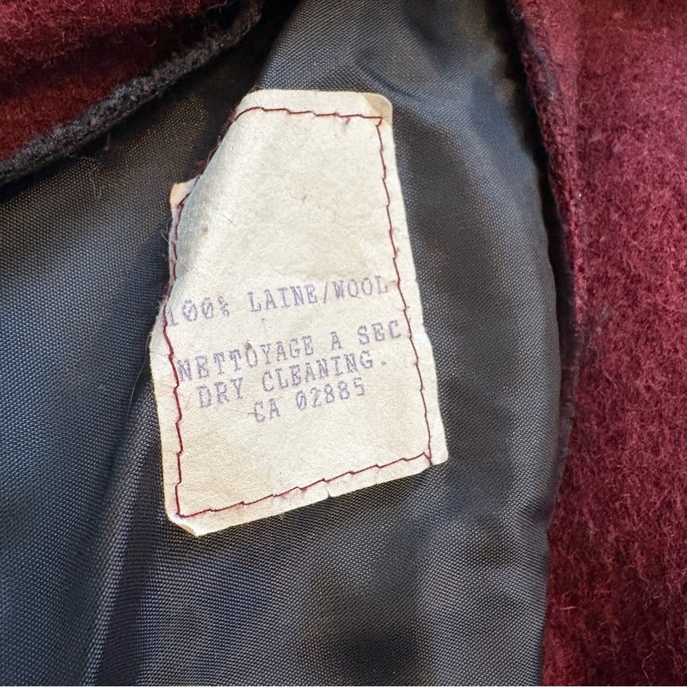 4 Saisons Canada Burgundy 3 in 1 Layer All Season Wool Fur Coat Size 14 - Picture 6 of 14